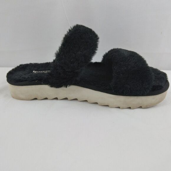 Koolaburra by UGG Fuzz On Faux-Fur Slide Sandals Slippers Black 1123352 Size 6 - Picture 8 of 12